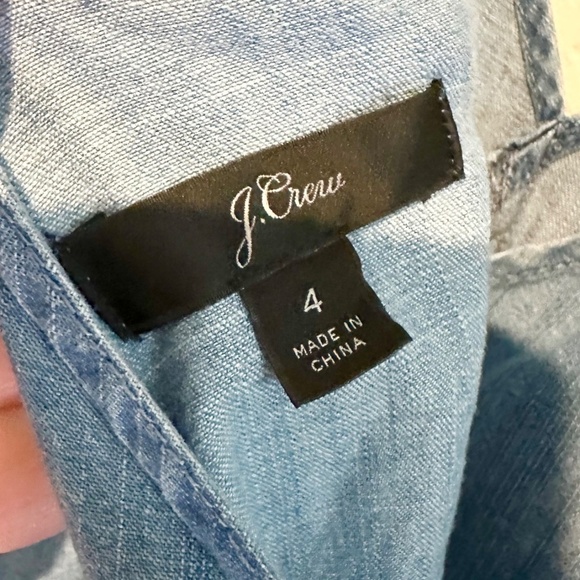 J Crew Wide Leg Wrap Jumpsuit Chambray Blue 4 Excellent Sleeveless - Picture 3 of 3